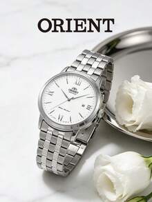 ORIENT 机械男表，全自动防水机械商务男士手表，钢带和白色表盘 RA-AC0F10S10B - 銀色 - 查看 4