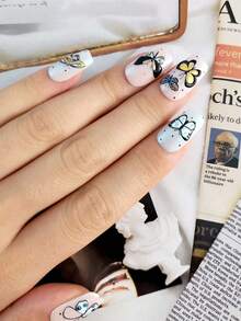 1pc Realistic Colorful Butterfly Nail Art Sticker, 3D Embossed Texture, Self-Adhesive Easy To Apply & Remove, Suitable For Spring/Summer, Outings, Festivals, And Daily Nail Decoration - Multicolor - View 11