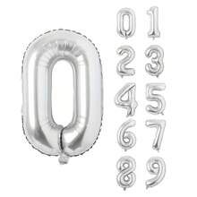 1pc 32 Inch Large Silver Number Foil Balloon, Suitable For Birthday Party Decoration, First Birthday Scene Arrangement, Atmosphere Background Decoration, Anniversary Decoration, Wedding Decoration, Valentine's Day, Mother's Day, Christmas Decoration, Indoor And Outdoor Decoration, Home Decoration, Room Decoration, Graduation Ceremony Decoration - Silver - View 2