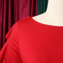 Elegant European And American Winter Two-Piece Set, Featuring Ruffles, Adjustable Drawstring, Long Sleeves, And A Fitted Waist. - Red - View 3