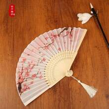 中式摺扇，古風夏季漢服女式旗袍舞扇，便攜照片印花波希米亞風扇 - 彩色 - 查看 3