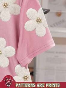 Camiseta casual de mujer con estampado todo sobre, linda y elegante para vacaciones, fiestas en la playa, estampado floral Y2K, moda callejera, vuelta al colegio, ocio festivo - Multicolor 2 - Ver 4