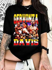 Gervonta Davis T-shirt - Pansarboxare, Anpassad vintagedesign, Högkvalitativ T-shirt för vuxna och barn - Svart - Visa 1