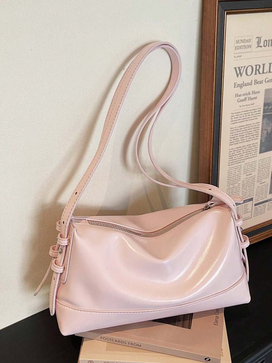 New Fashion Square Underarm Solid Color Women's Handbag, Casual Chic Versatile Commuter Bag