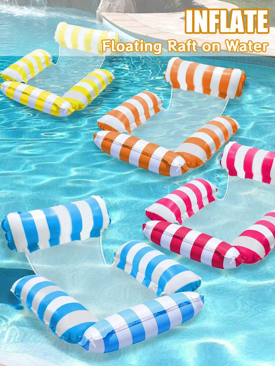 Premium Inflatable Pool Lounge Chair, Luxury Pool Floating Bed, Ideal For Summer Pool Party And Garden Party. Comfortable UV-Resistant Pool Hammock Chair, Suitable For Summer Use. Fashionable Tropical Style Pool Float, Perfect For Pool Days And Beach Vacations. - Multicolor - View 1