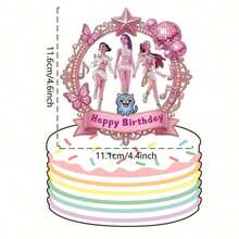 1pc K-POP D-Emon H-Unters Character Cake Topper, Idol IP Theme Birthday Cake Decor Sign, Fans Party Dessert Table Decor - Multicolor - View 4