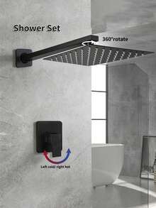 YAOPENG 1 Set Sistem Pancuran Tersembunyi Kuningan Hitam Doff, Set Kepala Pancuran Tersembunyi yang Dipasang di Dinding dengan Kepala Pancuran 8 Inci, Katup Pencampur Air Dingin dan Panas, Cocok untuk Kamar Mandi Hotel, Rumah, dan Apartemen - MultiWarna - View 1