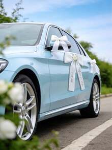 1件可客製化新郎新娘姓名與婚禮日期個性化婚禮車飾緞帶 - 適用於婚禮車飾與婚禮儀式 - (不含花朵) - 婚禮裝飾 - 彩色 - 查看 6
