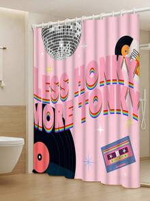 Bộ 4 món đồ dùng phòng tắm phong cách disco, bao gồm rèm tắm, thảm toilet, nắp bồn cầu và thảm bồn tắm, phụ kiện phòng tắm màu hồng retro. - A - Xem 21