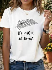 Leviosa no es una camiseta con estampado de letras Leviosa, es una blusa casual de manga corta y cuello redondo, ropa de mujer para primavera/verano. DT74 - Blanco - Ver 7