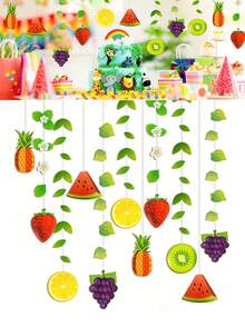 12pcs Fruit Pennant Garland, 3D Fruit Decor Wreath For Summer, Hanging Backdrop Decor Suitable For Birthday Party, Tabletop Decor, Party Supplies, Hawaiian Party, Home Decor, Graduation, Mother's Day, Bachelorette Party - A - View 1