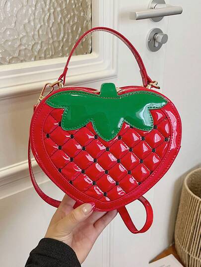 Nueva bolsa cruzada con diseño de fresa linda para niña, monedero, bolsa decorativa pequeña para niño y niña