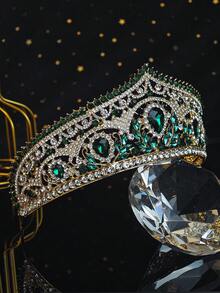 1pc Women's Vintage Baroque Crystal Crown Gold Rhinestone Tiara For Bridal Wedding Prom Party Hair Accessory - Multicolor - View 12