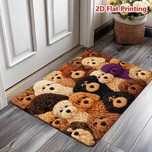 1pc Teddy Bear All-Over Print Doormat, Floor Mat, Small Carpet, Welcome Mat, Carpet, Outdoor Doormat, Kitchen Rug, Home Decor, Front Door Mat, Bedroom Carpet, Outdoor Mat, Home Decor, Area Rug, Garden Carpet, Washable Rug - Multicolor - View 3