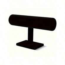 1pc Elegant Black Velvet T-Bar Bracelet Display Stand - Tabletop Jewelry Holder, Mother's Day Gift, Suitable For Retail Display Cases, Sturdy Plastic Base, Great For Necklaces, Bracelets And Watches,Multi-Functional Desktop Organizer, - Black - View 7