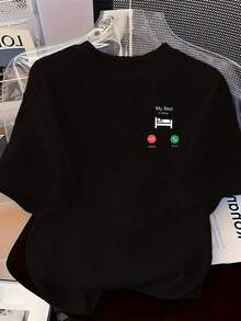 Short-Sleeved T-Shirt With A Print On The Front And Back - Theme: "My Bed Is Calling Me, Sleep" - Spring And Summer Printed T-Shirt For Women, A Fashionable, Versatile, And Casual Item. Y2k T-Shirt - 白色 - 查看 3