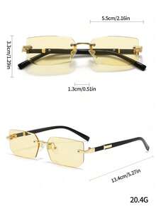 1 Pair Transparent Square Frameless Photochromic Glasses, Fashionable Unisex, Suitable For Street Style, Back To School, Reading Or Fashion Accessory, Fits All Face Shapes - A - Xem 10