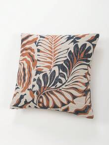 1pc Leaf Pattern Jacquard Throw Pillow Cover, Modern Polyester Square Cushion Cover, Soft & Comfortable For Living Room Home Decor - Multicolor - View 2
