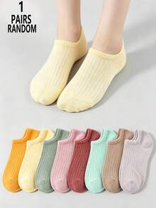 1/3/5/10/15/20 Pairs Random Women Spring/Summer Vertical Stripe Breathable Fashionable Low-Cut Invisible Socks - Multicolor - View 14