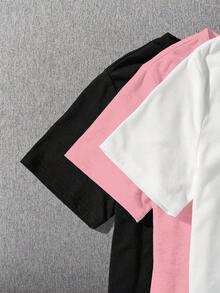 Conjunto de camiseta casual de una pieza, con diseños de coches de carreras, motocicletas y coches clásicos, diseñado específicamente para mujeres, perfecto para usar en verano. - Negro - Ver 3