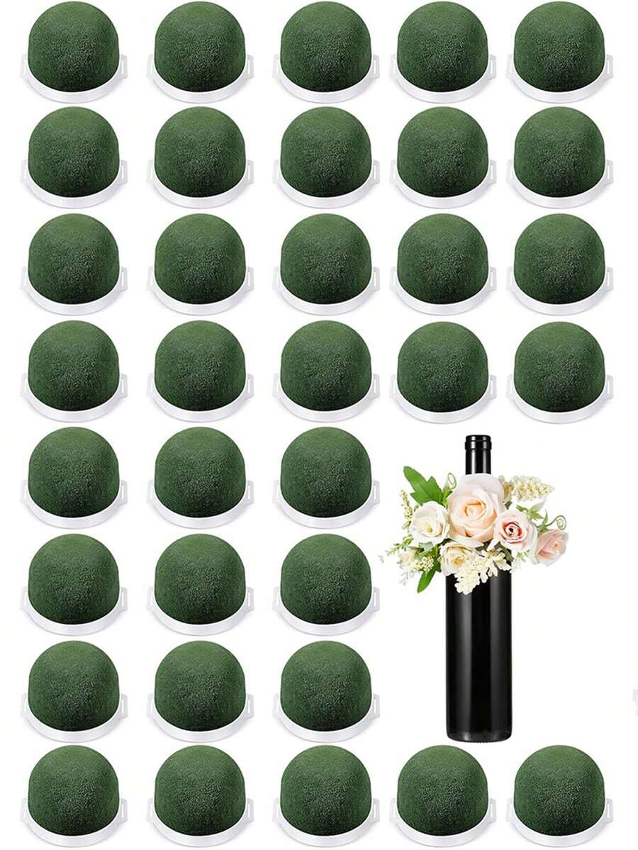 5个迷你花泥支架,圆形花泥,干花泥块,DIY花艺用品,适用于婚礼瓶盖礼盒装饰,半圆形花泥块,可用于制作花束、婚礼装饰、新娘背景、婚礼拱门、中心装饰、花束填充物 - A - 查看 1