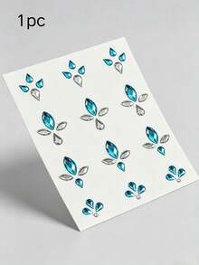 1pc Blue-Green Hanfu Style Rhinestone Forehead Sticker, Self-Adhesive, High Sparkle Cut, Suitable For Ancient Costume Photoshoot, Stage Performance And Oriental Makeup - Blue - View 7