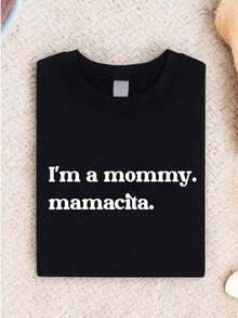 1 camiseta "Soy Mamá", Camiseta "Mamacita", Camiseta Divertida para Mamá Latina, Camiseta Bonita para Regalo de Maternidad, Camiseta para Nueva Mamá, Camiseta de Anuncio de Embarazo "Mama" FZ-1519180g 100% Algodón - Negro - Ver 1