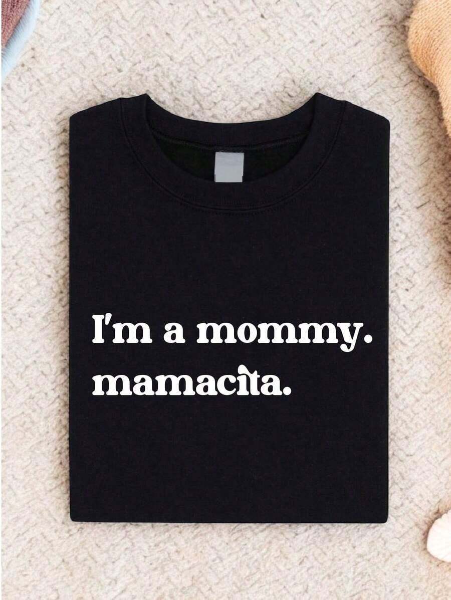 1 camiseta "Soy Mamá", Camiseta "Mamacita", Camiseta Divertida para Mamá Latina, Camiseta Bonita para Regalo de Maternidad, Camiseta para Nueva Mamá, Camiseta de Anuncio de Embarazo "Mama" FZ-1519180g 100% Algodón - Negro - Ver 1