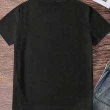 Camiseta de mujer moderna, informal, para fiestas y para estar en casa, 100% algodón, corte holgado. . De corte holgado. 1 pieza-SINGLESAYSWHO! Camiseta, Camiseta de Algodón Ligera de Manga Corta con Cuello Redondo y Estampado, Camiseta de Mujer - Estilo Urbano Vintage, Camiseta Unisex de Algodón de Manga Corta y Cuello Redondo, blusasparadamacasuales - Negro - Ver 5