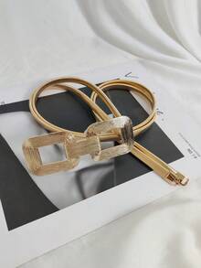 1pc Gold Color Elastic Metal Waist Belt For Women To Match Dresses, Coats For Daily And Party Use Summer, School Fall, Autumn, Halloween - Gold - View 6