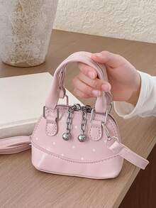 Túi đeo chéo vai chấm bi ngọt ngào kiểu Hàn Quốc, túi xách mini thời trang cho bé gái, túi vỏ sò dễ thương tinh tế đa năng. - Hồng - Xem 1
