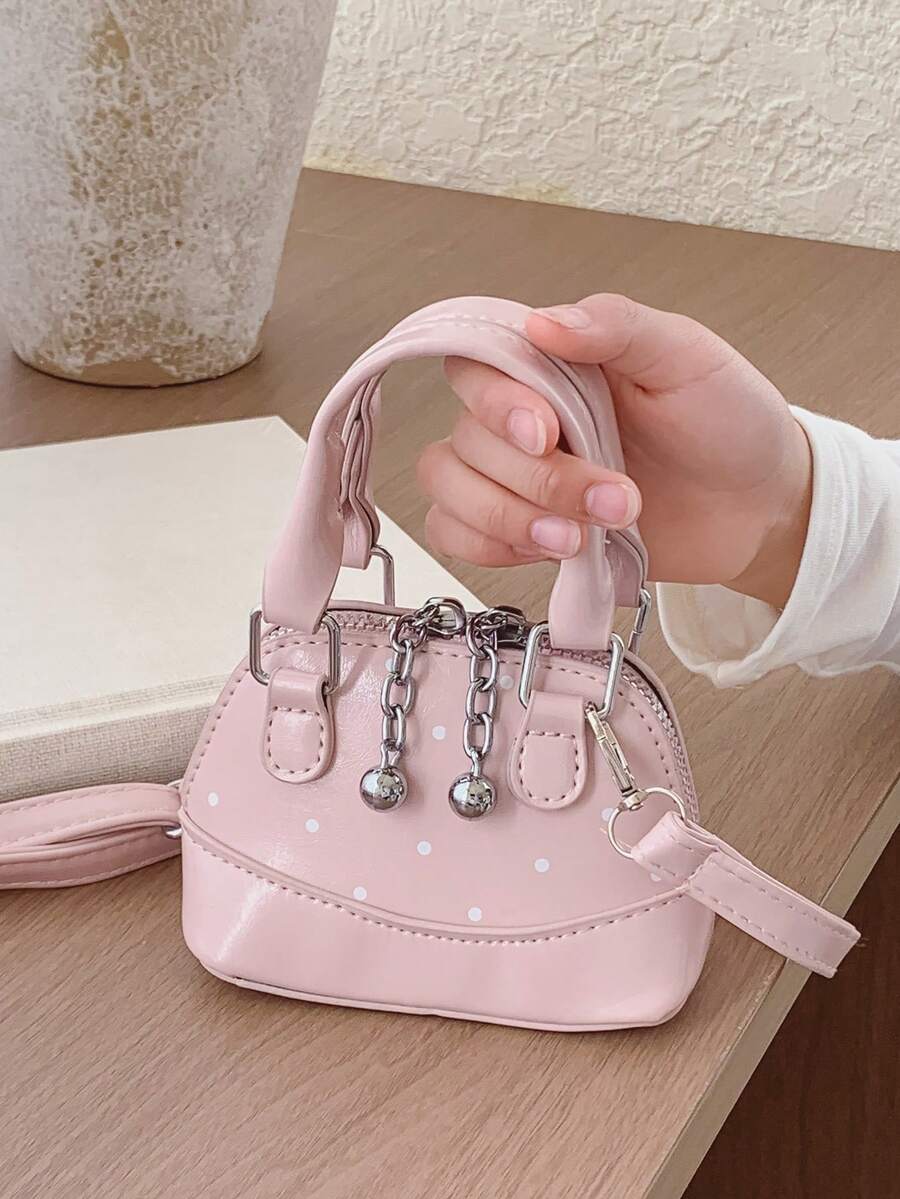 Túi đeo chéo vai chấm bi ngọt ngào kiểu Hàn Quốc, túi xách mini thời trang cho bé gái, túi vỏ sò dễ thương tinh tế đa năng. - Hồng - Xem 1