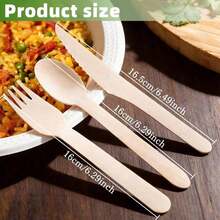 一次性木製餐具組 300/150/100/60件 一次性樺木餐具，16cm - 組內含 100/50/20 把刀、100/50/20 把叉、100/50/20 把匙。此餐具組適用於派對用品、聚會、野餐、節日和婚禮。 - 彩色 - 查看 7