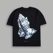 DARC Wolf Head American Style Brand T-Shirt With Unique Buddha Hand Print, Short Sleeve Round Neck Top - T251004 Trắng - Xem 2