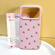 1 chiếc ốp lưng điện thoại silicon mềm dẻo màu đỏ anh đào tối giản, họa tiết chấm bi và chữ cái, chống sốc, tương thích với Apple 11/12/13/14/14Plus/15/15Plus/16/16Plus/17/17Pro - Nhiều màu - Xem 2