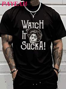 PAYEAH Watch Lt Sucka T-Shirt (Single Piece) 100% Cotton 220g Heavyweight Cotton T-Shirt Q2MQ - 黑色 - 查看 1