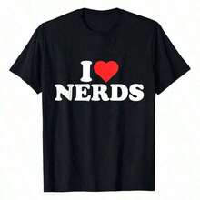 Nerds - Me encantan los Nerds - Camiseta I Love Nerds para Mujer, Unisex, Hombre, Talla S, de Algodón, Manga Corta, Perfecta para Aventuras de Verano,% Tela Suave, para Deportes, Trabajo y Relajación. PHDK - Negro - Ver 7