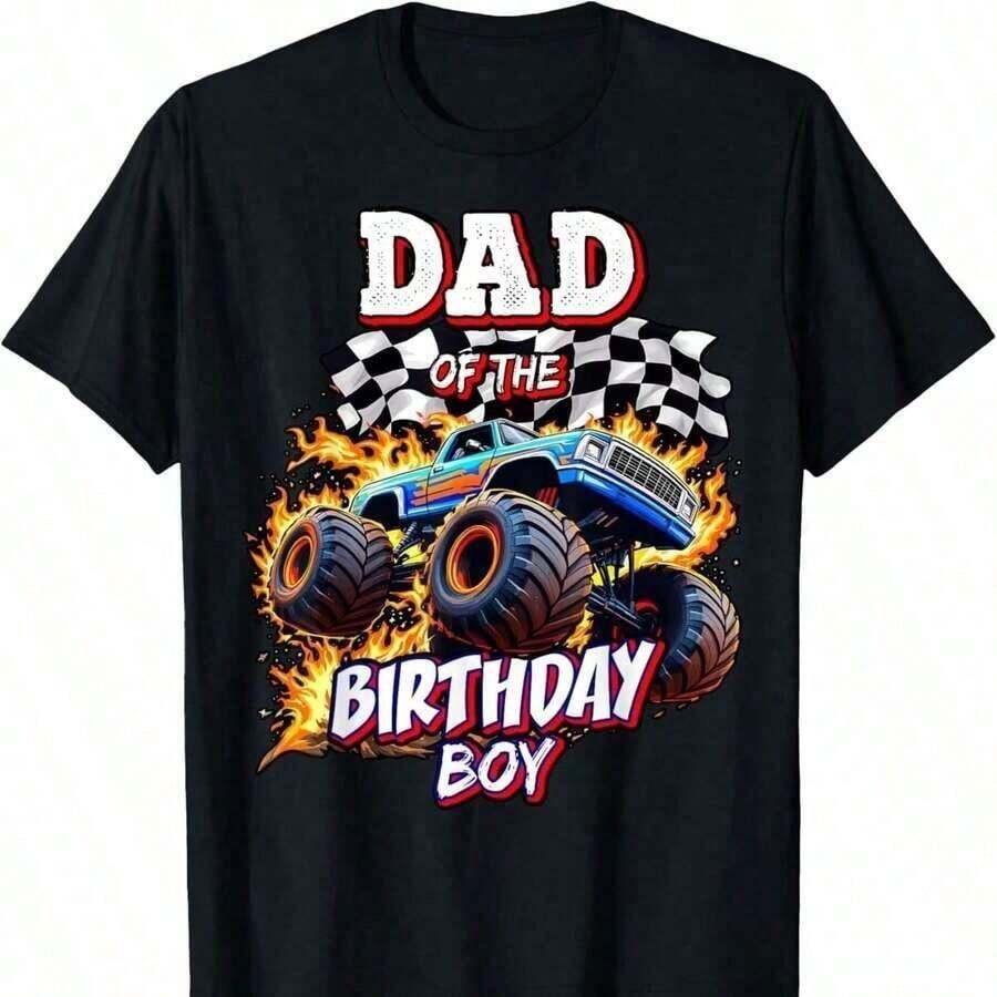 Camiseta novedosa de cumpleaños de Monster Truck para papá del cumpleañero. *J*PG220g Camiseta de Algodón para Hombre - Ideal para usar debajo de una sudadera - Adecuada para todas las personas, ya sean mujeres o hombres. Tejido duradero de alta calidad, adecuado para todas las estaciones, suave al tacto pero diseñado para durar. Transpirable. en atuendo de otoño. S para woM. en vaC. Conjunto de ropa Ation. S woM. con un disfraz de Halloween - Negro - Ver 1