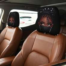 2 piezas Fundas de reposacabezas de coche con estampado artístico, accesorios interiores de coche para mujer - impresiones personalizadas - Ver 11