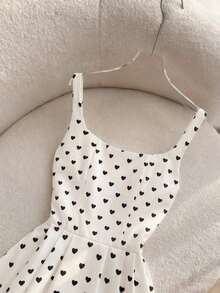Vestido largo de tirantes finos con estampado de lunares en estilo vintage francés para playa y vacaciones - Albaricoque - Ver 5