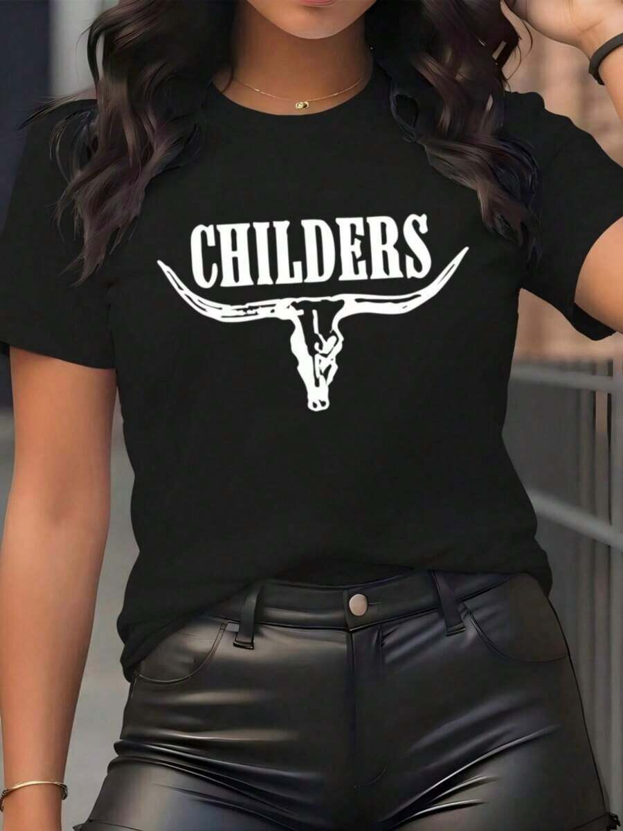 Camisetas gráficas, camiseta popular, top versátil de nueva moda, estilo primavera/otoño, conjuntos familiares a juego, camiseta con estampado de corazón de mamá, regalo para el Día de la Madre, top casual básico y sencillo, camisetas de algodón para verano. - Negro - Ver 1