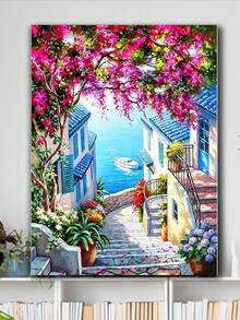 DIY钻石画希腊爱情海滨小镇风景钻石画马赛克，钻石马赛克钻石画刺绣全圆钻艺术套装水钻工艺品家居墙面装饰 - 圓鑽 - 查看 5