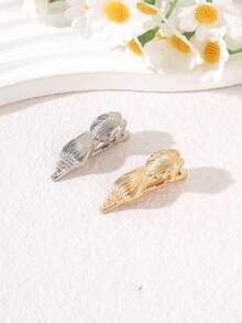 2个金属贝壳海星发夹，简约几何海螺迷你发夹，海滨度假/艺术/波西米亚风日常发饰 - 彩色 - 查看 2