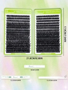 Bộ 608 cụm mi giả riêng lẻ, bộ dụng cụ nối mi, độ dày 80D, 100D tự làm mi giả với keo dán và chất bịt kín, dụng cụ gỡ mi, nhíp, tạo hiệu ứng trang điểm mắt 3D nổi bật, bộ dụng cụ nối mi tự làm tại nhà. - màu đen - Xem 11
