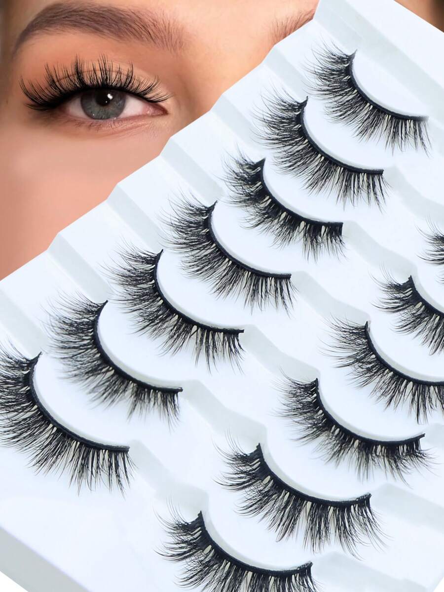 10 Pairs Natural False Eyelashes, Delicate Lashes, Cat Eye Lashes, Fluffy Mink Lashes, Fox Eye Lashes, Cartoon Style Soft Curly Realistic Eyelash Extensions, Eyelashes, False Eyelashes - Spiky Manga Lashes - View 1
