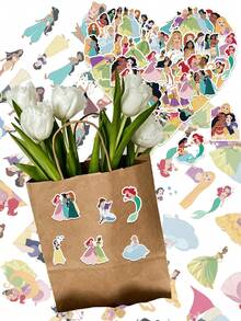 Bộ 52 miếng dán hình các nhân vật công chúa Disney kinh điển, bao gồm Cinderella, Ariel, Belle, Jasmine, Rapunzel và Tiana, phong cách dễ thương dành cho bé gái, thích hợp để dán lên điện thoại, xe hơi, sổ tay, bình nước, laptop, sổ kế hoạch, hoàn hảo làm quà tặng sinh nhật, phần thưởng ở trường và trang trí sổ nhật ký văn phòng. - 1 Set - Xem 7