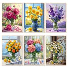 Bộ tranh sơn dầu kỹ thuật số 10"X14" - 6 món, không khung, bộ tranh acrylic tự vẽ dễ dàng chủ đề mùa hè thư giãn, đồ trang trí nhà cửa, quà tặng lý tưởng cho sinh nhật, Ngày của Cha, Giáng sinh, Ngày của Mẹ và Ngày Valentine, phù hợp cho người lớn và người mới bắt đầu. - Bình hoa mộng mơ - Xem 7