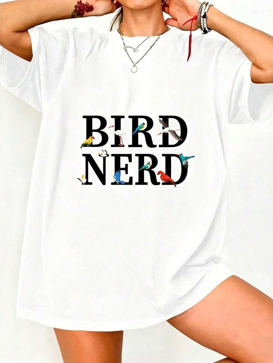 Bird Nerd T-Shirt: Funny Bird Watcher Unisex Tee Summer Women Men - White - View 1