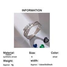 1 chiếc nhẫn nữ lấp lánh thiết kế đan chéo, đá zircon tổng hợp, nhẫn kỷ niệm, quà tặng Valentine, nhẫn cưới sang trọng, phong cách thanh lịch quyến rũ. - Bạc - Xem 9