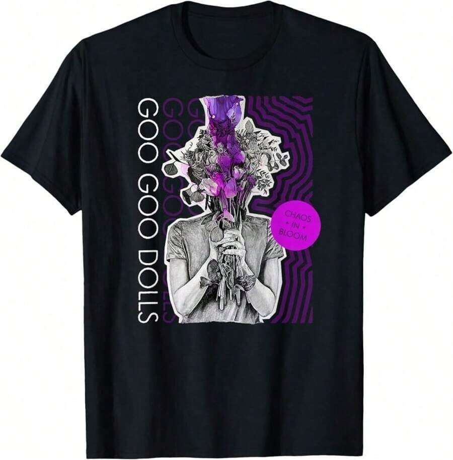 Camiseta de Algodón Negra para Mujer, Estilo Vintage Urbano, UniGoo Goo Dolls Chaos In Bloom, Tallas S-5XL, SN103, 100% Algodón Transpirable - Negro - Ver 1
